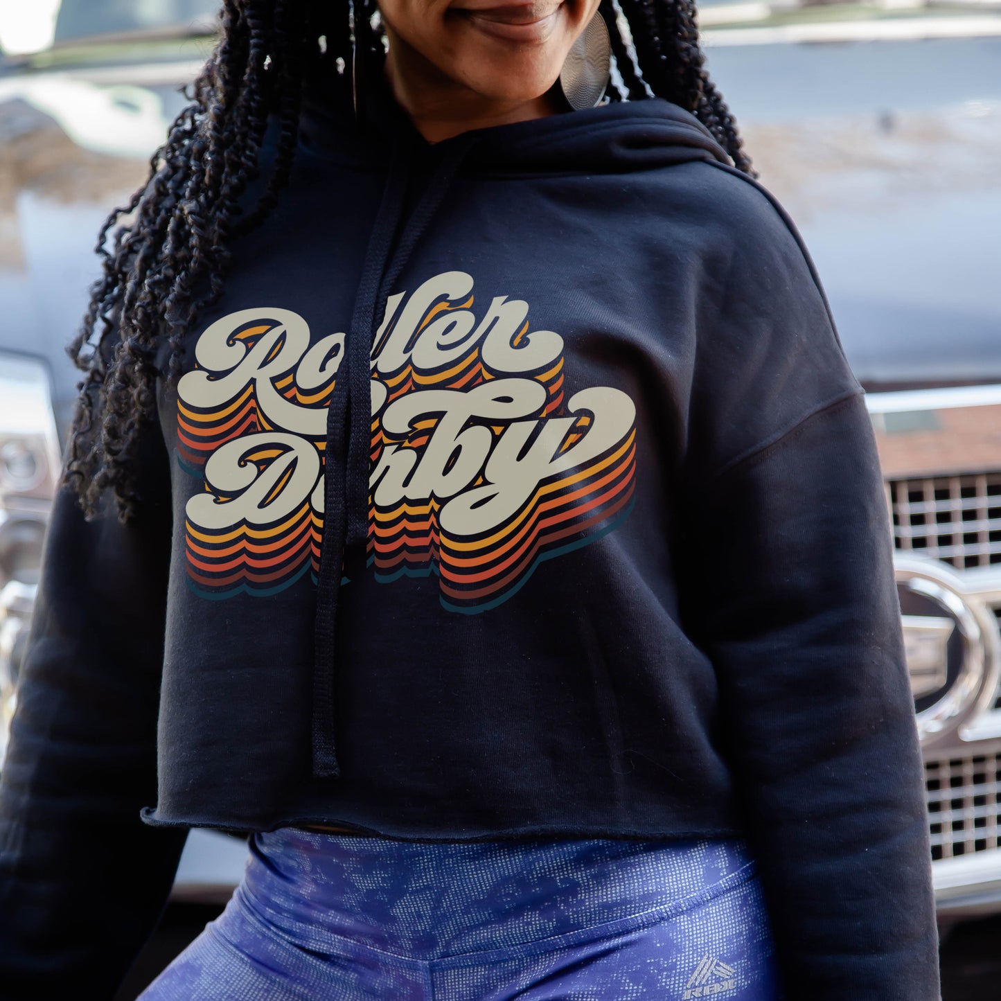 Dropping Vibes Crop Roller Derby Hoodie Sweatshirt