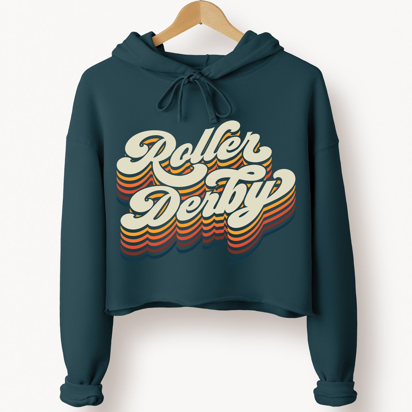 Dropping Vibes Crop Roller Derby Hoodie Sweatshirt