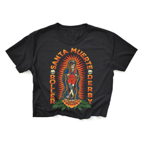 Santa Muerte Black Crop Top