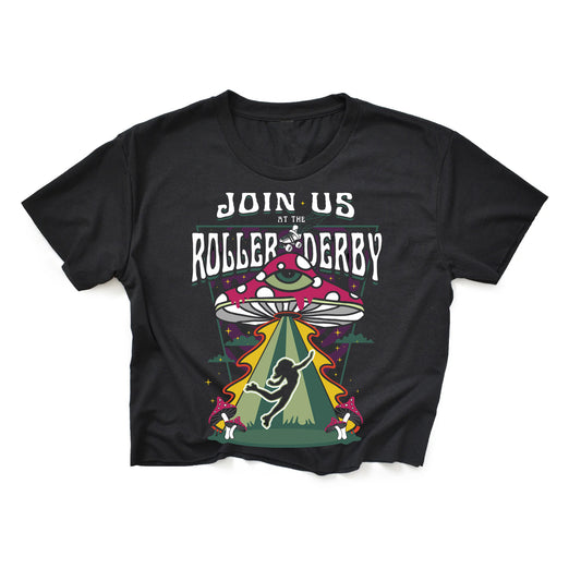 Join Us at the Roller Derby Black Crop Top